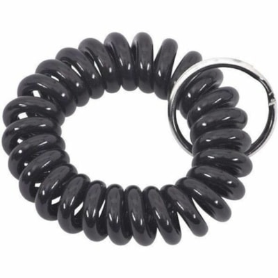 Merangue Wrist Wrap Coil Key Chain - Plastic - Black - 24 / Pack PLASTIC COIL WRIST BAND SPLIT KEYRING