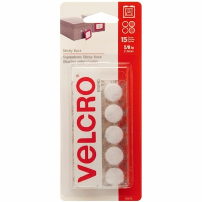 VELCRO® Hook & Loop Fastener - 0.62" (15.7 mm) Length x 0.62" (15.7 mm) Width - White - Water Resistant - For Smooth Surface, Wall, Glass, Tile, Plastic - 15 / Pack 15 COUNT WHITE 