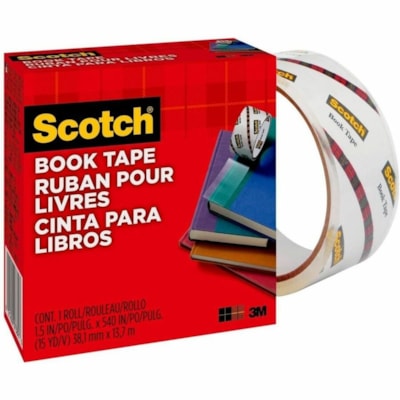 Scotch Book Tape, 845-150, 1.5 in x 540 in (15 yd) (38,1 mm x 13,7 m) - 15 yd (13.7 m) Length x 1.50" (38.1 mm) Width x 3.15 mil (0.08 mm) Thickness - Semi Transparent - Polypropylene Backing - Acrylic Adhesive - For Repairing, Reinforcing, Protecting, Book, Magazine, Home, Office, School, Binder, L LONG USE ON BOOKS MAGAZINES FOR BINDING EDGES AND MORE
