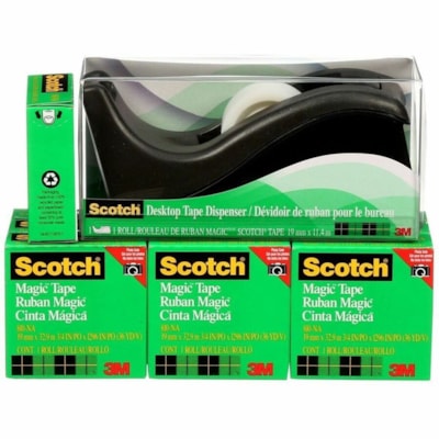 Scotch Magic Adhesive Tape Refill - 36.1 yd (33 m) Length x 0.75" (19 mm) Width - 1" Core - Matte - Transparent - Dispenser Included - Desktop Dispenser - Split Resistant, Tear Resistant, Yellowing Resistant - For Home, Office - 1 / Roll - 10 / Box C60 DISPENSER 18MM X 32.9M 