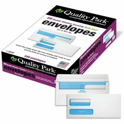 Quality Park - Enveloppe QUA24529 - Entreprise - #9 - largeur de 3 7/8 po (98,30 mm) x longueur de 8 7/8 po (225,30 mm) - 24 lb (10886,22 g) - Autoscellant - Blanc - Polyester - 500 / boîte 3-7/8X8-7/8 PO AUTO-ADHÉSIVES BLANCHES  500/BTE