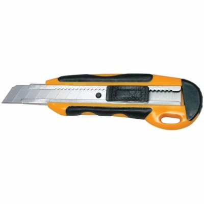 EDGE Utility Knife - 6" (152.40 mm) Height - Rubber Grip, Comfortable Grip, Lockable, Retractable Blade - Rubber, Metal - Yellow, Black - 1 Unit YELLOW / BLACK 