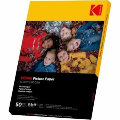 Kodak - Papier photo 9891-160 - 48 lb (21772,43 g) Poids de Base - Brillant - Anti-bavure, Imprimable, Anti-bourrage - 100 / emballage 8 5 X 11  6 5 MIL  EMB. 100 