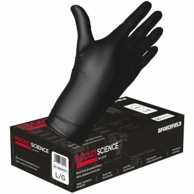 Gants de travail Rocket Science - Jetable Forcefield - épaisseur de gant 8 mil (0,20 mm) x longueur de gant 12 po (304,80 mm) - Moyenne Taille - Nitrile - Noir - Résistants, Sans latex, Résistants - Pour Travail mécanique, Entretien/Nettoyage, Nettoyage, Bande magn&eacute ROCKET SCIENCE  12" LENGTH 50/BOX LATEX FREE