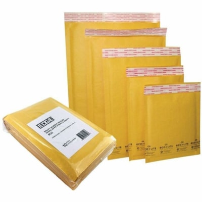 EDGE Mailer - Bubble/Shipping - #000 - 3 3/4" (95.25 mm) Width x 7" (177.80 mm) Length - Self Adhesive - Goldenrod - Kraft - 10 / Pack 3-3/4" X 7" 