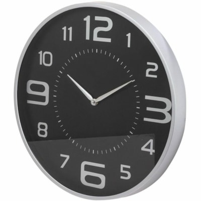 CTG - Horloge murale Austin - Analogique - Quartz - Case Noir/Argent SILVER WITH BLACK DIAL 1.75" DEEP