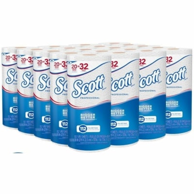 Scott - SCOTT PRO TOWEL ROLL 20X112SHT - 1 Pli - largeur de 8,70 po (220,98 mm) x longueur de 11 po (279,40 mm) - 112 Feuilles/Rouleau - diamètre du rouleau 4,90 po (124,46 mm) - Blanc - Papier, Fibre vierge - 20 / Carton KITCHEN TOWEL 1 PLY FULL SIZE 11X8.78