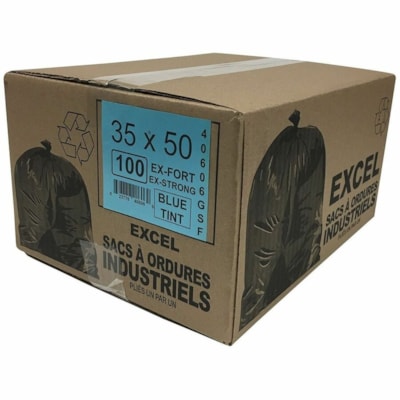 ECO II Trash Bag - 155.20 L Capacity - 35" (889 mm) Width x 50" (1270 mm) Length - Blue - Garbage, Industrial, Office - 100 / Case  ECO II MANUFATURING INC