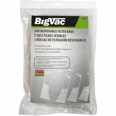 Kubota Disposable Vacuum Bag - 3 / Unit - 45.42 L - Disposable - Light Brown - Paper FITS KUBOTA VACUUM #12001-1 