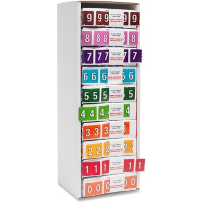 Esselte Numeric End Tab Filing Labels - #0-9 - "Number" - 1 1/4" Width x 15/16" Length - Rectangle - Self-adhesive - 5000 / Box 500 EACH OF 0-9 DATAFILE COM- PATIBLE MYLAR LAM