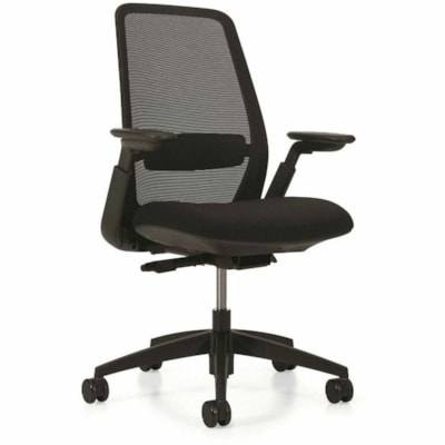 Offices To Go TL Chair - Foam Seat - Mesh Back - High Back - 5-star Base - Carbon - Armrest MESH BACK  UPHOLSTERED SEAT FABRIC FU85 FUSION 902 CARBON