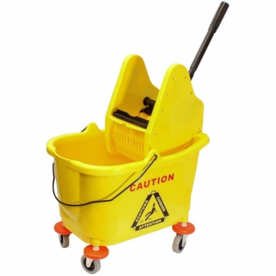 Conglom Bucket And Wringer Down Press (1083085) - 36 L - Handle, Caster - Plastic - Yellow - 1 Unit 36L 