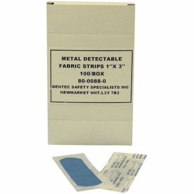 Dentec Adhesive Bandage - 1" (25.40 mm) Width x 3" (76.20 mm) Length - Blue - Fabric - 100 / Box BLUE  STERILE  LATEX FREE EASY VISUAL DETECTION