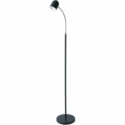 Dainolite 5W Floor Lamp, Satin Black Finish - 1 x 5 W LED Bulb - Satin Black, Polished Chrome - Gooseneck - 400 lm Lumens - Metal - Floor-mountable - for Living Room, Bedroom, Commercial, Office SATIN BLACK FINISH LED