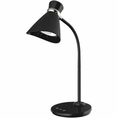 Dainolite 6W Desk Lamp, Black Finish - 16" (406.40 mm) Height - 1 x 6 W LED Bulb - Black - Gooseneck, Dimmable, Touch-activated, Automatic On/Off, Flexible - 350 lm Lumens - Plastic - Table Top, Desk Mountable - Black - for Table, Desk, Bedroom, Living Room, Commercial BLACK FINISH LED