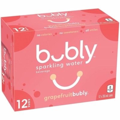 bubly - Eau parfumée 166536 - Prête à boire - Sans sucre - 355 mL - Pamplemousse - 12 / Étui  