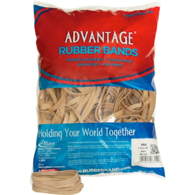 VLB Advantage Rubber Band - Size: #64 - 3.50" (88.90 mm) Length x 0.25" (6.35 mm) Width - Stretchable, Elastic - Natural Crepe 1LB BAG APPROX 600 PER 1LB 