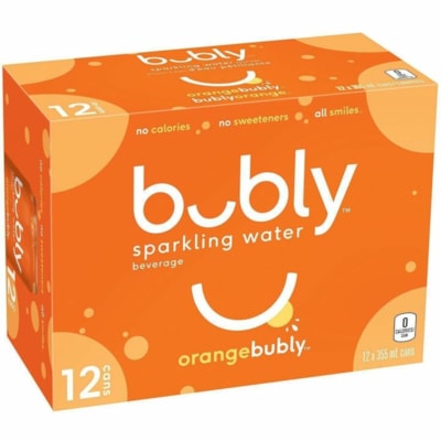 bubly - Eau non aromatisée - Prête à boire - Sans sucre - 355 mL - Orange - 12 / Étui  