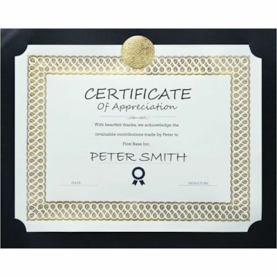 St. James® Elite Letter Recycled Certificate Holder - Cover Stock - Black, Gold Foil - 25 / Pack  ST JAMES MEDALLION 25PK 30%PCW  FSC
