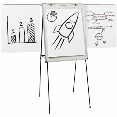 Quartet Dry Erase Board Easel - 40" (1016 mm) Width x 29" (736.60 mm) Height - White Melamine Surface - Black Plastic Frame - Vertical - Tabletop - Accessory Tray, Adjustable, Durable, Adjustable Height, Extendable Arm, Flexible, Scratch Resistant, Stain Resistant, Ghost Resistant, Non-skid Rubber F EITHER STANDS 70 HIGH OR TABLE TOP 40 HIGH ADJ.40-70" QUARTET