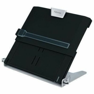 Fellowes Professional Copy Holder - 7.50" (190.50 mm) Height x 12" (304.80 mm) Width x 2.50" (63.50 mm) Depth - Black, Silver - Steel DOC HLDR LINE GUIDE  HOLDS UP TO 250 PAGES  LGL AND LETTER