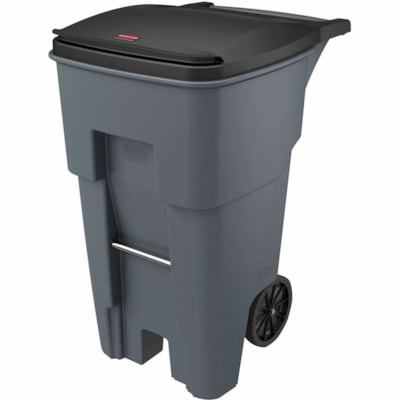 Conteneur à déchets Brute Rubbermaid Commercial - 65 gal (246051,76596 mL) Capacité - Pour Intérieur, Extérieur - Rolling - Mobility, Résistant, Poignée ergonimique, Roulettes - Résine - Gris - 1 chaque 65 GALLONS  GRIS 