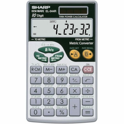 CALC MÉTRIQUE SHARP 10 CHF CALC MÉTRIQUE À 44 CONVERSIONS DBL ALIMENTATION (SOLAIRE/PILE