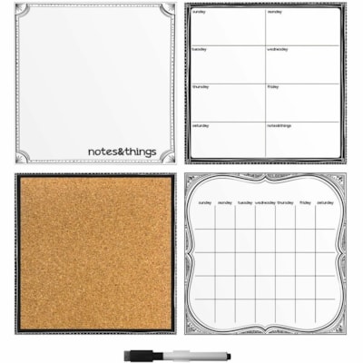 WallPops White Dry Erase Organization Kit - 1 ORGANIZATION KIT - BLACK&WHITE MARKER WITH ERASER INCLUDED