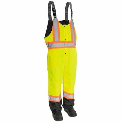 Forcefield Hi Vis Yellow Winter Safety Overall, Size Medium - Medium - Zipper Closure - Polyester - Yellow - Multiple Pocket, Tear Resistant, Water Resistant, Wind Proof, Heavy Duty, Durable - 1 / Unit  