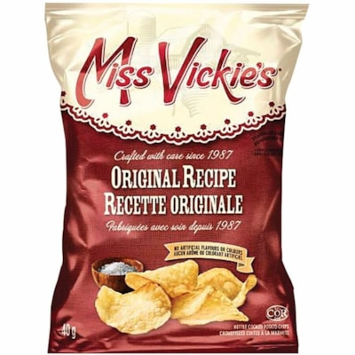 Miss Vickie's Potato Chips, Original, 40 g, 40/CT - No MSG, Trans Fat Free, No Artificial Flavor, No Artificial Color - Original - 40 g - 40 / Carton  