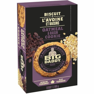 Big Daddy Cookies, Oatmeal and Raisin, 100g, 8/BX - Individually Wrapped - Oatmeal, Raisin - 3.53 oz (100 g) - 8 / Box  