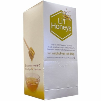 BeeMaid Li'l Honeys Pure Honey Packets - Honey - 0.25 oz (7 g) - 120 / Box  