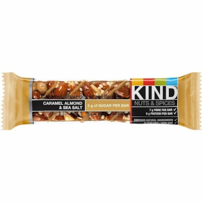 Snack-bars KIND - Emballé séparément, Sans gluten - Caramel aux amandes et sel de mer - 1,41 oz (40 g) - 12 / boîte SALT 12X40G 