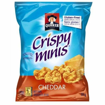 CRISPY MINIS Rice Chips, Cheddar, 33 g, Carton of 32 - Gluten-free, Individually Wrapped - Cheddar - 33 g - 32 / Carton  