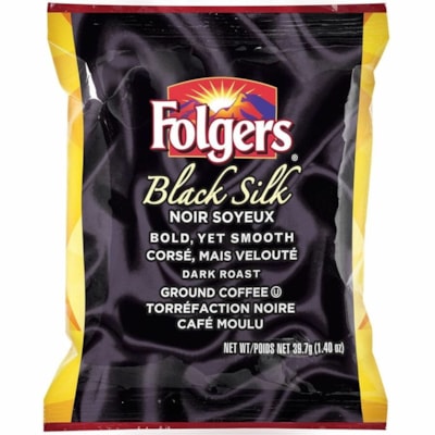 Folger Ground Coffee Portion Packs, Black Silk, 1.4 oz, 42/BX - Dark - Per Box - 42 - Black Silk, Classic - 1 / Unit 42 X 1.4OZ 