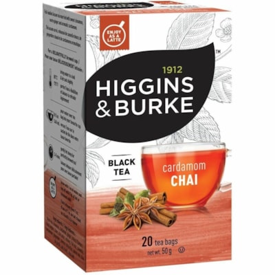 Thé - Cardamome Higgins & Burke Naturals - Thé noir - 0.1 oz Per Bag - 20 Sachets de thé - Kasher - 20 / boîte CARDAMOME CHAI 