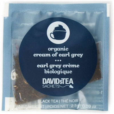 DAVIDsTEA Sachets Boxed Tea, Organic, Cream of Earl Grey, 25/Box Black Tea Bag - Black Tea - Kosher - Organic - 25 / Box  