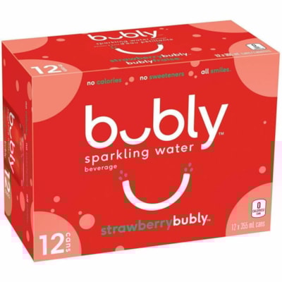 bubly Sparkling Water, Strawberry, 355 mL, Case of 12 - Sugar Free - 355 mL - StrawberryCan - 12 / Case A9 P0 ONLY 
