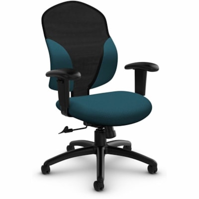 Global Tye Mesh Tilter Chair - Fabric Seat Material - Black, Blue Back Color - Mesh, Metal Back Material - Black Frame Color - Mid Back - Blue - Mesh, Plastic, Metal MEDIUM BACK TILTER CHAIR TERRACE FABRIC  BLUEBELL