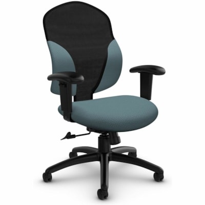 Global - Chaise 1951-4 TC62 BLK 3N - Tissu Seat Material - Back Color Gris, Noir - Maille, Métal Back Material - Frame Color Noir - Dossier mi-dos - Ombre - Maille, Métal, Plastique MEDIUM BACK TILTER CHAIR TERRACE FABRIC  SHADOW