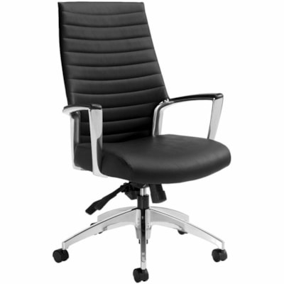 Global Accord High-Back Tilter Executive Chair, Black Ink Allante-FRee Vinyl Fabric - Vinyl Seat Material - Black Back Color - Vinyl Back Material - Black Frame Color - High Back - Black - Vinyl - Armrest ALLANTE FREE FABRIC  INK 