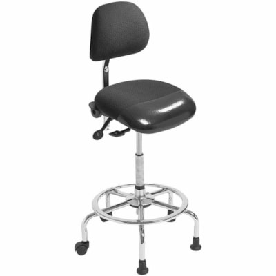 ergoCentric - Banquette 3 IN 1 SIT STAND - Back Color Noir - Tissu Back Material - Dossier bas - Noir, Argenté TÂCHE DÉD HAUT DOUBLE AJUST ANNEAU/2 ROULETTES/3 PATINS