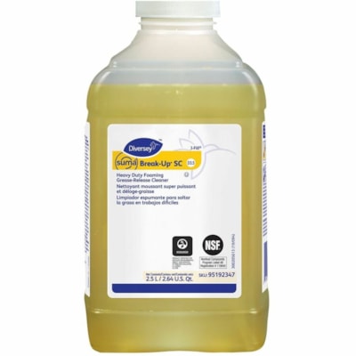 Suma - Nettoyant tout usage 95192347 - Pour Polyvalents - Prêt à l'emploi/concentré - Liquide - 2,50 L - 11,36 à 13,9 pH - Surfactant Arôme - Kasher, Exempt de solvant, Sans rinçage, Puissant - Jaune - 2 / emballage 2X2.5L 