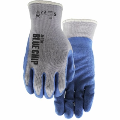 Stealth Blue Chip Work Gloves - Dirt, Debris, Abrasion Protection - Rubber Latex Coating - Small Size - Polyester - Excellent Grip, Abrasion Resistant, Puncture Resistant, Ergonomic, Snug Fit, Knit Wrist, Seamless, Comfortable - For Construction, Lumber Handling, Brick/Block Handling, Landscaping -  RUBBER LATEX  CRINKLE FINISH SIZE SMALL
