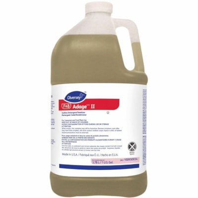 Diversey Adage II - For Equipment, Surface - Concentrate - Liquid - 125.1 fl oz (3.9 quart) - Slight Iodine Scent Width - 4 / Carton - Low Odor, Kosher, Disinfectant - Dark Brown  