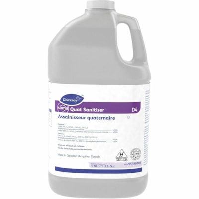 Suma Quat Sanitizer D4 - For Multipurpose - Concentrate - Liquid - 128 fl oz (4 quart) - Quaternary, Characteristic Scent Width - 4 Container - Rinse-free, Kosher - Purple  