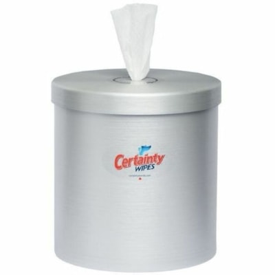 Certainty Stainless Counter Top Dispenser - 9.25" (234.95 mm) Height x 8.70" (220.98 mm) Width x 8.70" (220.98 mm) Depth - Stainless Steel - Rubber Feet, Scratch Resistant BRUSHED STAINLESS STEEL 