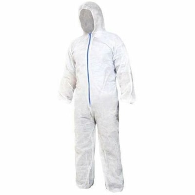 RONCO Disposable Coveralls with Hood - Recommended for: Workplace, Hospital, Food Processing, Industrial, Food Handling, Clinic, Cleaning, Painting, Manufacturing, Laboratory, Chemical, ... - Large - 25.98" (660 mm) Chest - 66.93" (1700 mm) Leg Length - Dust, Dirt, Chemical Protection - Zipper Closu 50 COVERALLS 