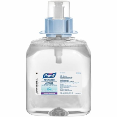 PURELL® Advanced Hand Sanitizer Foam Refill - Fragrance-free Scent - 1.27 quart (1200 mL) - Pump Dispenser - Kill Germs - Hand, Gloves, Skin - Moisturizing - Dye-free - 4 / Case  