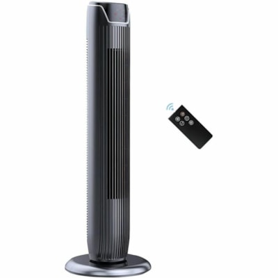 Ecohouzng Floor Fan - 3 Speed - Oscillating, LED Display, Timer, Sleep Mode - 41" (1041.40 mm) Height x 7.70" (195.58 mm) Width x 7.20" (182.88 mm) Depth - Acrylonitrile Butadiene Styrene (ABS), Plastic - Black  fan 
